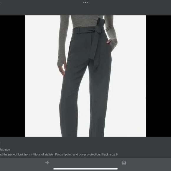 Aritzia Babaton Quillian Pants Charcoal Gray Tie Waist Wide Leg Size 4 - Picture 2 of 16